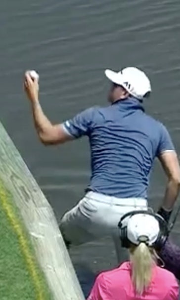 Dustin Johnson's brother jumps into lake at Players Championship to get his ball